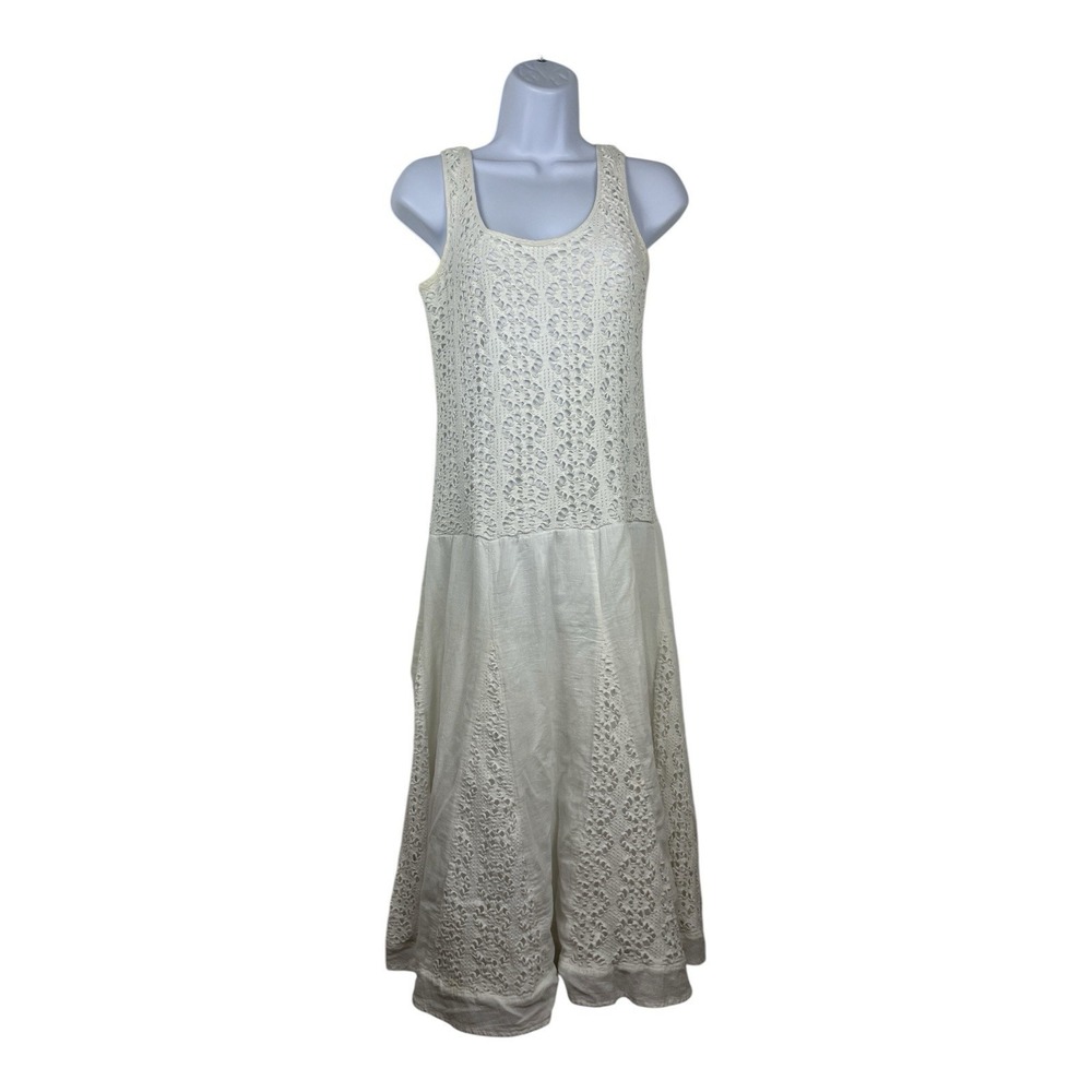 Womens Crochet Lace Maxi Dress Size S Boho Hippie Cottagecore Fairy Beachy Lined